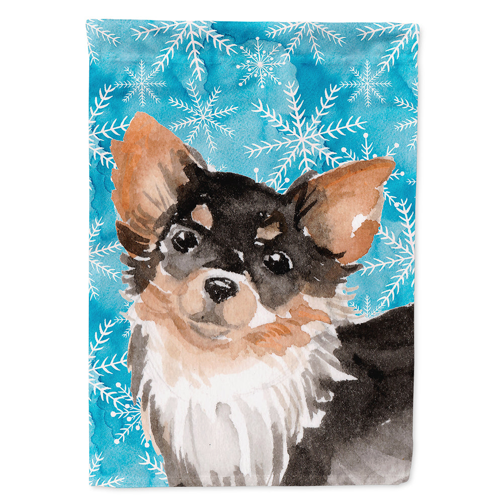 Long Haired Chihuahua Winter Flag Toile Maison Taille BB9459CHF
