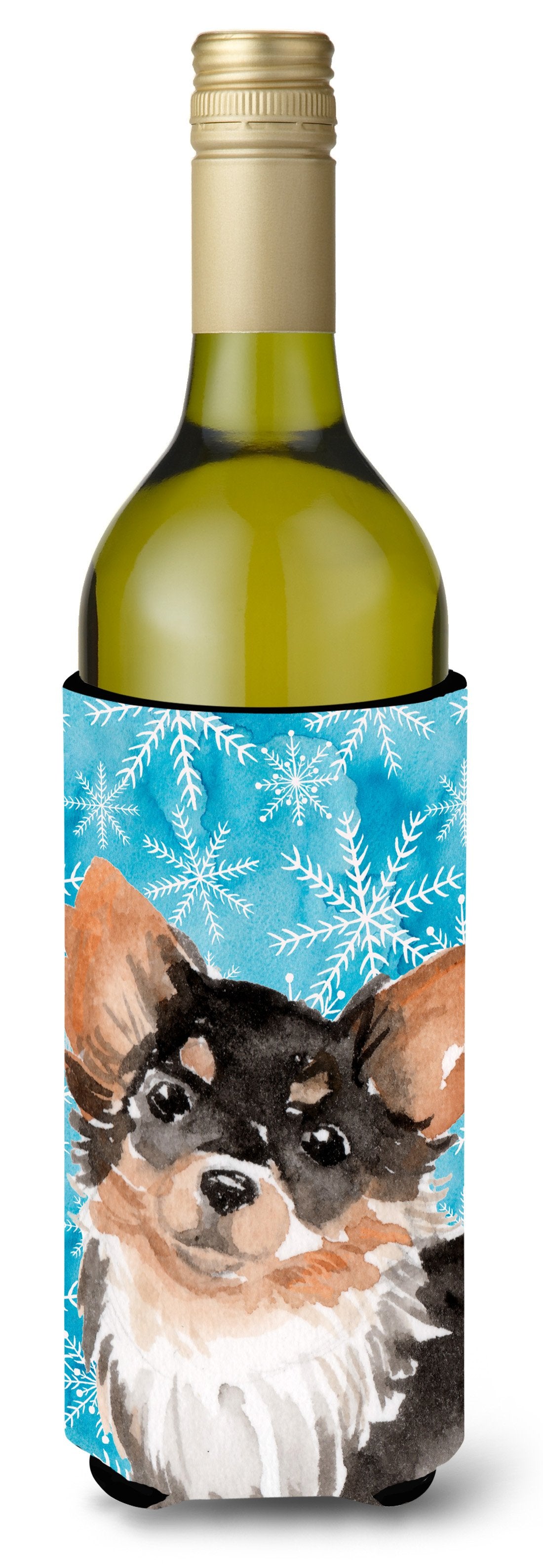 Long Haired Chihuahua Winter Wine Bottle Beverge Insulator Hugger BB9459LITERK by Caroline&#39;s Treasures