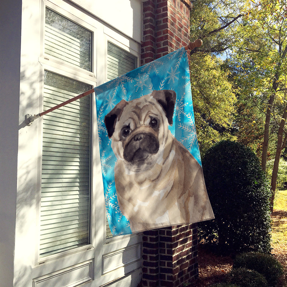 Fawn Pug Winter Flag Canvas House Size BB9461CHF  the-store.com.
