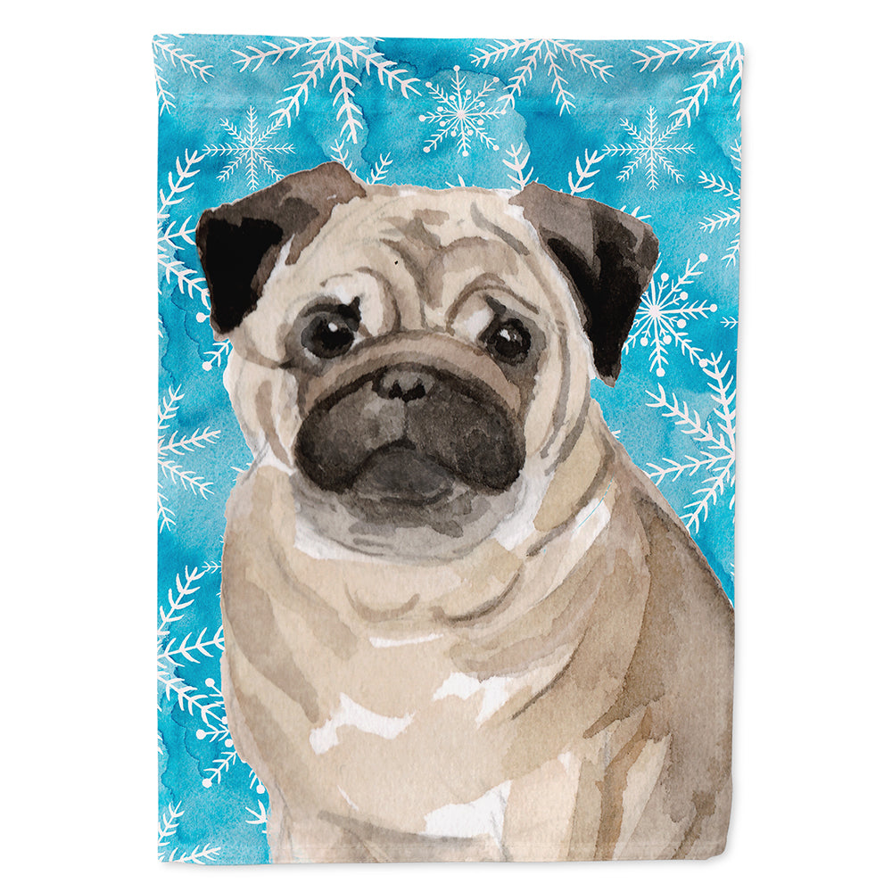 Fawn Pug Winter Flag Canvas House Size BB9461CHF  the-store.com.