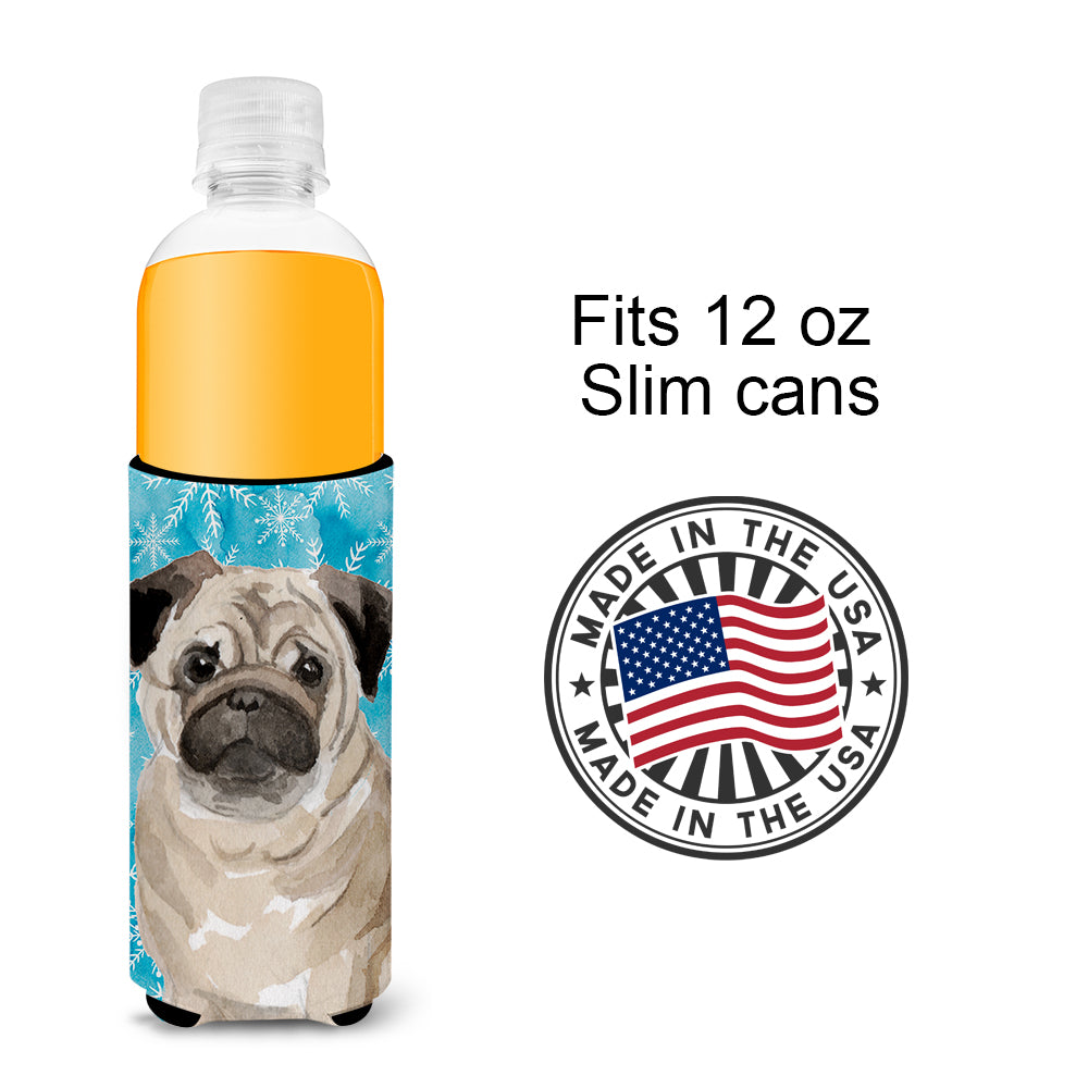 Fawn Pug Winter  Ultra Hugger for slim cans BB9461MUK