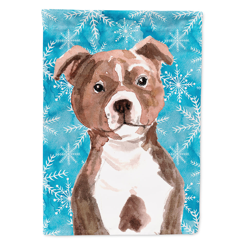 Red Staffie Bull Terrier Winter Flag Canvas House Size BB9462CHF