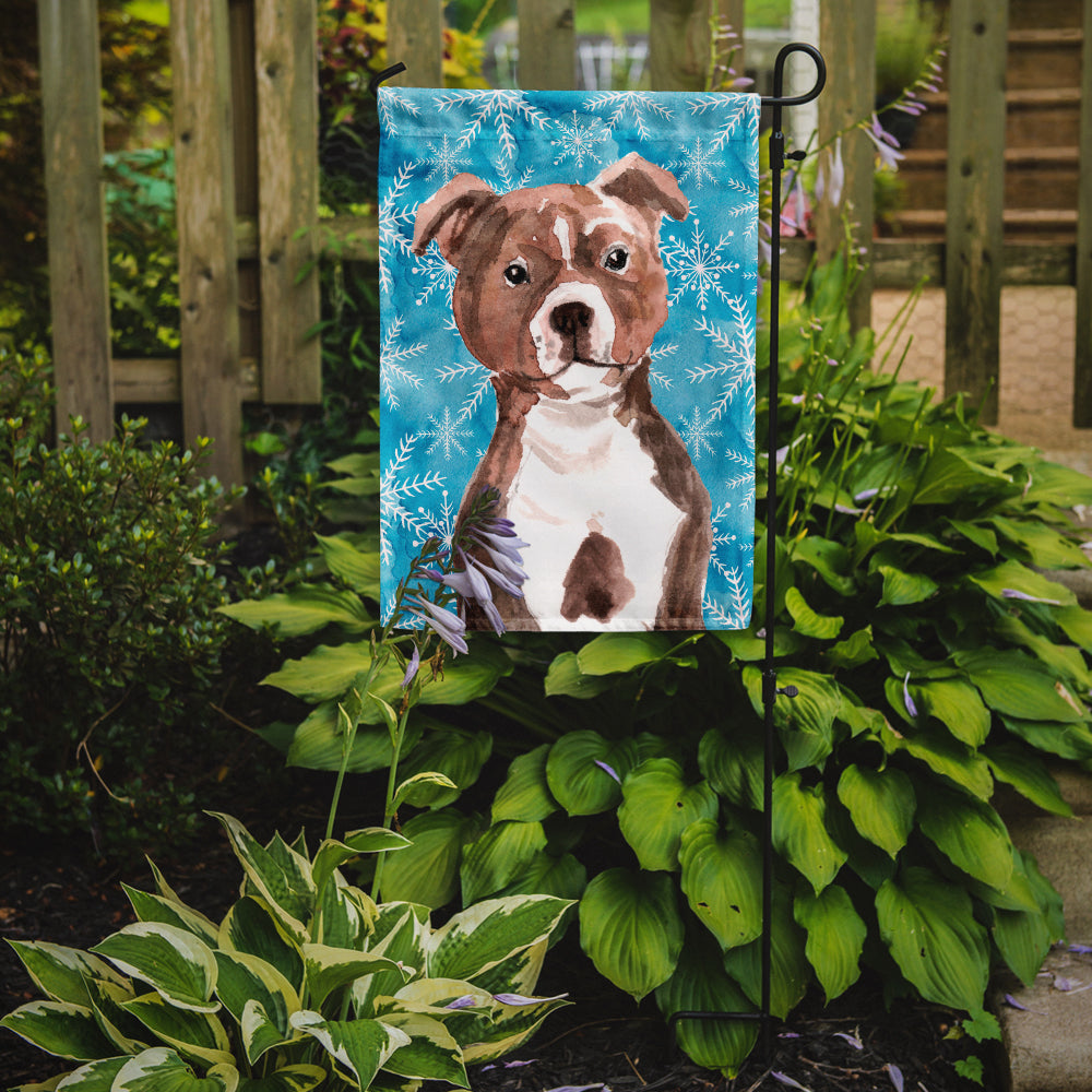 Red Staffie Bull Terrier Winter Flag Garden Size BB9462GF
