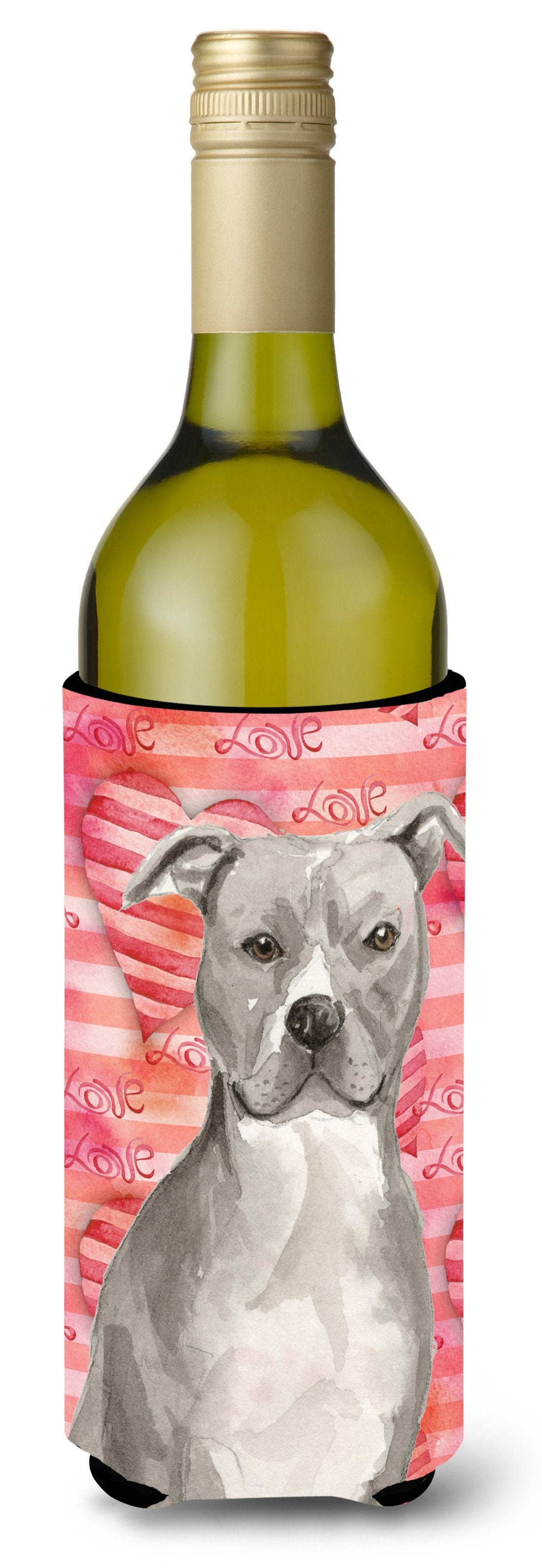 Staffordshire Bull Terrier Love Wine Bottle Beverge Insulator Hugger BB9465LITERK by Caroline&#39;s Treasures