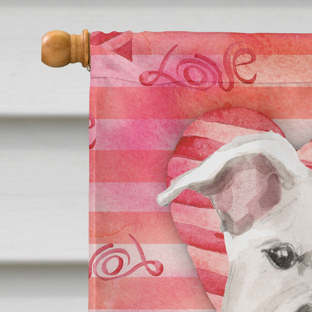 White Staffie Bull Terrier Love Flag Canvas House Size BB9466CHF  the-store.com.