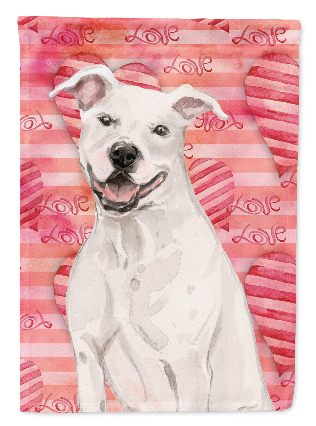 White Staffie Bull Terrier Love Flag Garden Size BB9466GF