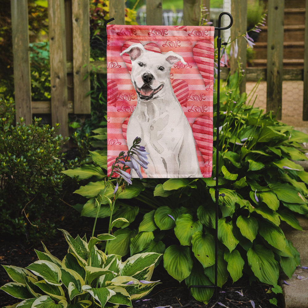White Staffie Bull Terrier Love Flag Jardin Taille BB9466GF