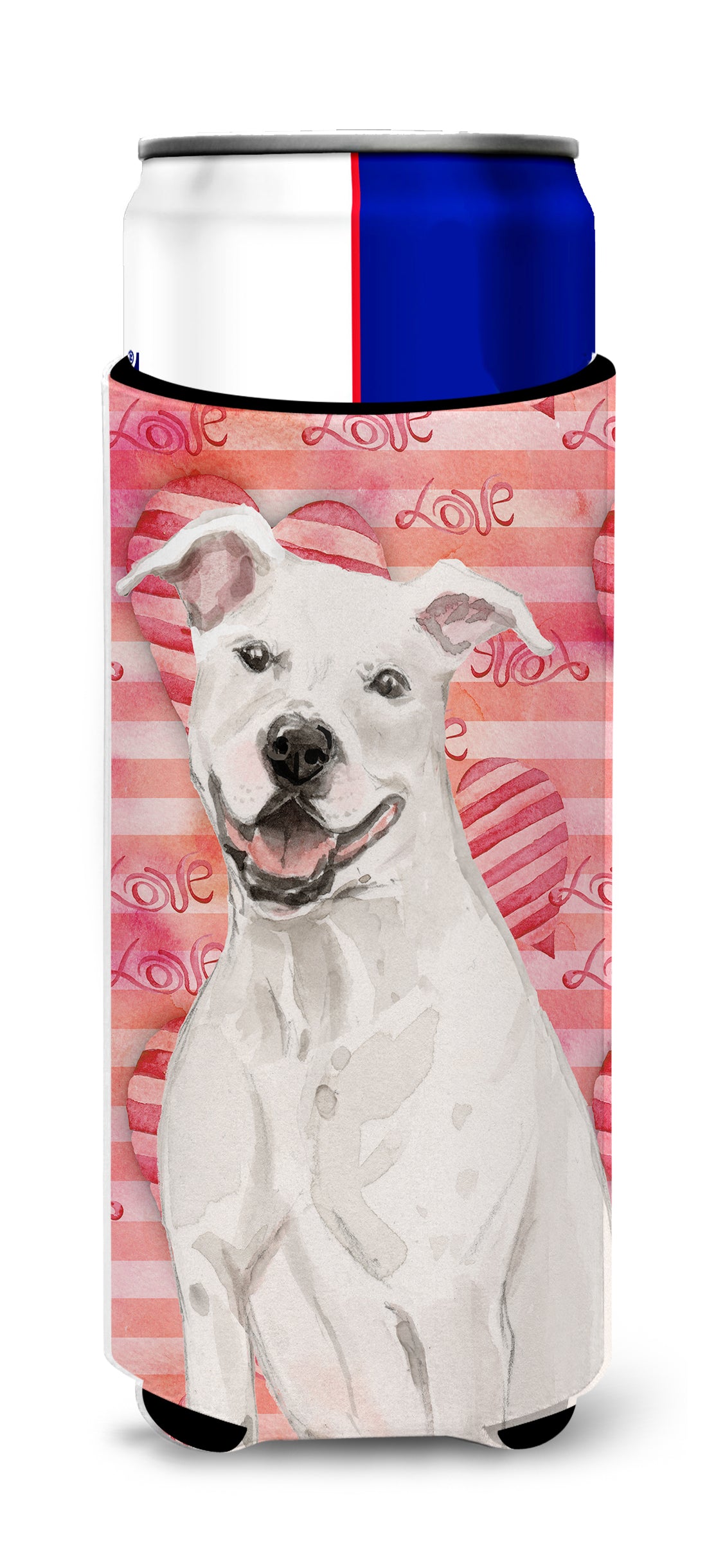 White Staffie Bull Terrier Love Michelob Ultra Hugger pour canettes fines BB9466MUK