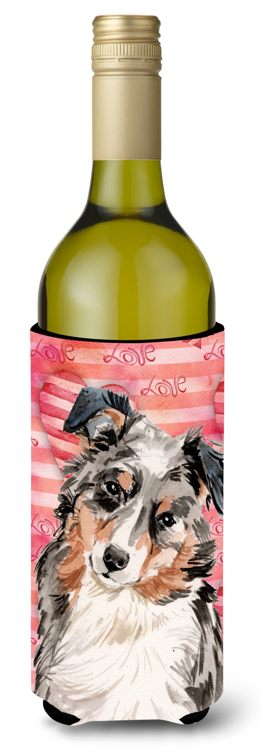 Australian Shepherd Love Wine Bottle Beverge Insulator Hugger BB9467LITERK by Caroline&#39;s Treasures
