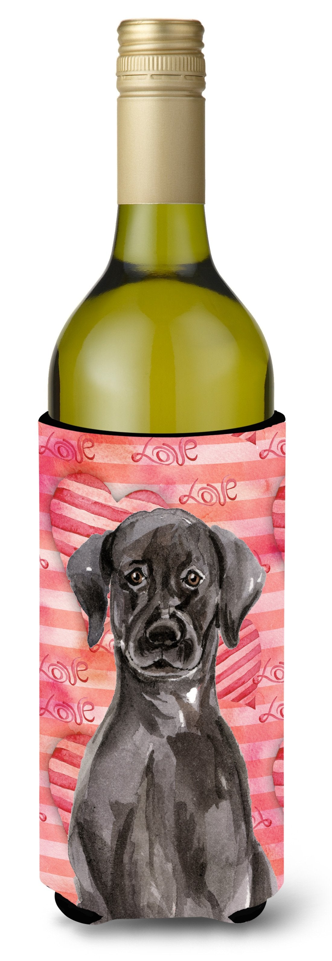 Black Labrador Love Wine Bottle Beverge Insulator Hugger BB9468LITERK by Caroline&#39;s Treasures