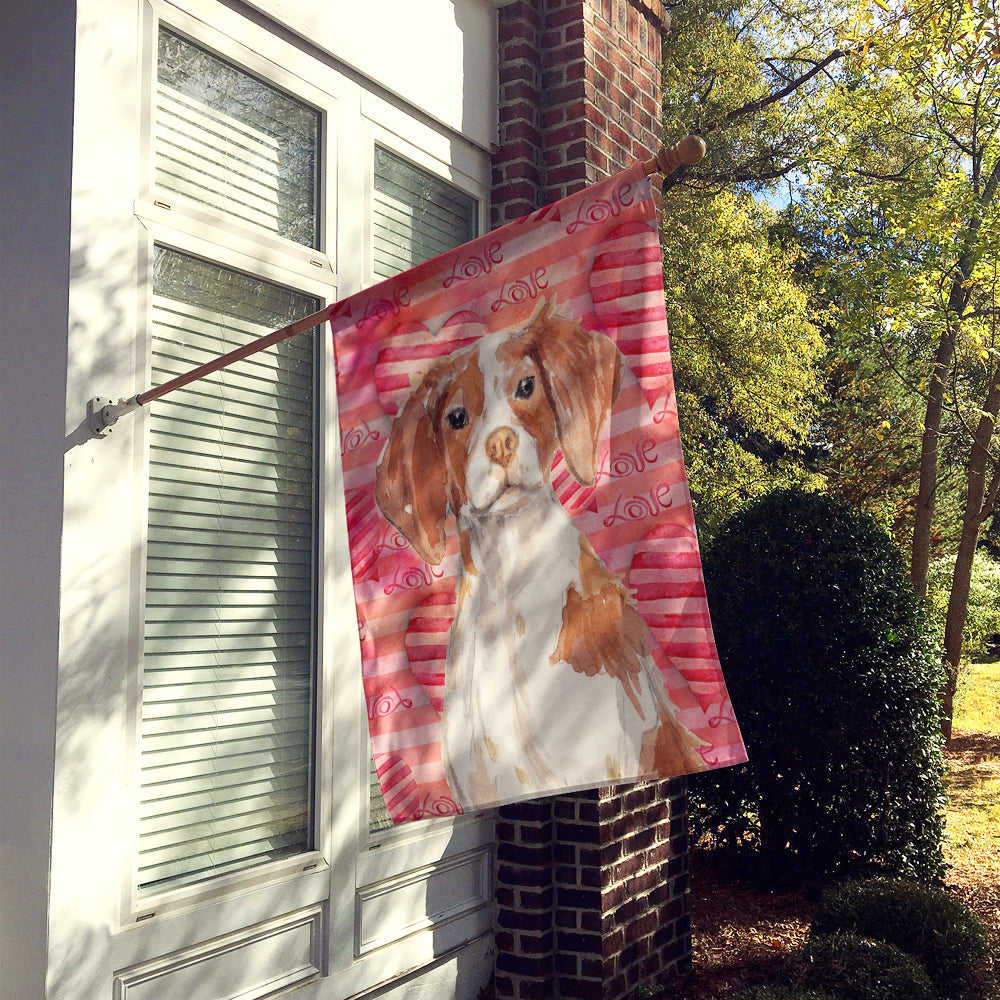 Brittany Spaniel Love Flag Canvas House Size BB9469CHF  the-store.com.