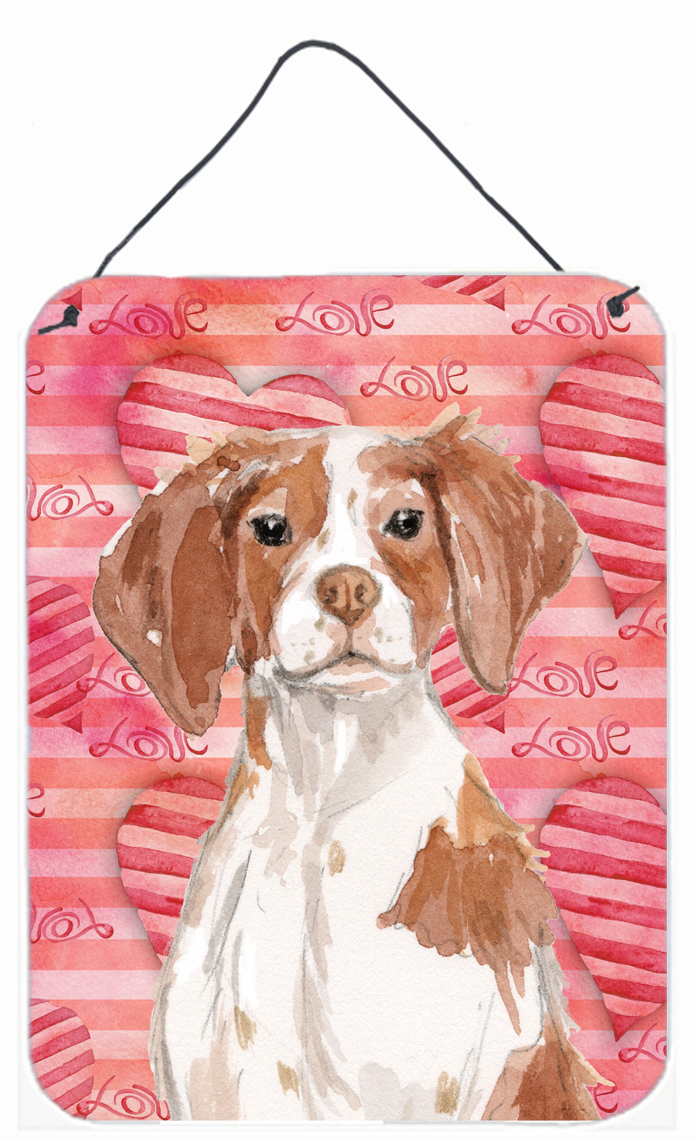 Brittany Spaniel Love Wall or Door Hanging Prints BB9469DS1216 by Caroline&#39;s Treasures