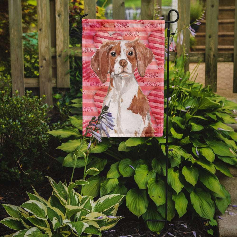 Caroline's Treasures Brittany Spaniel Love Garden Flag - Outdoor Decorative Yard Flag BB9469GF
