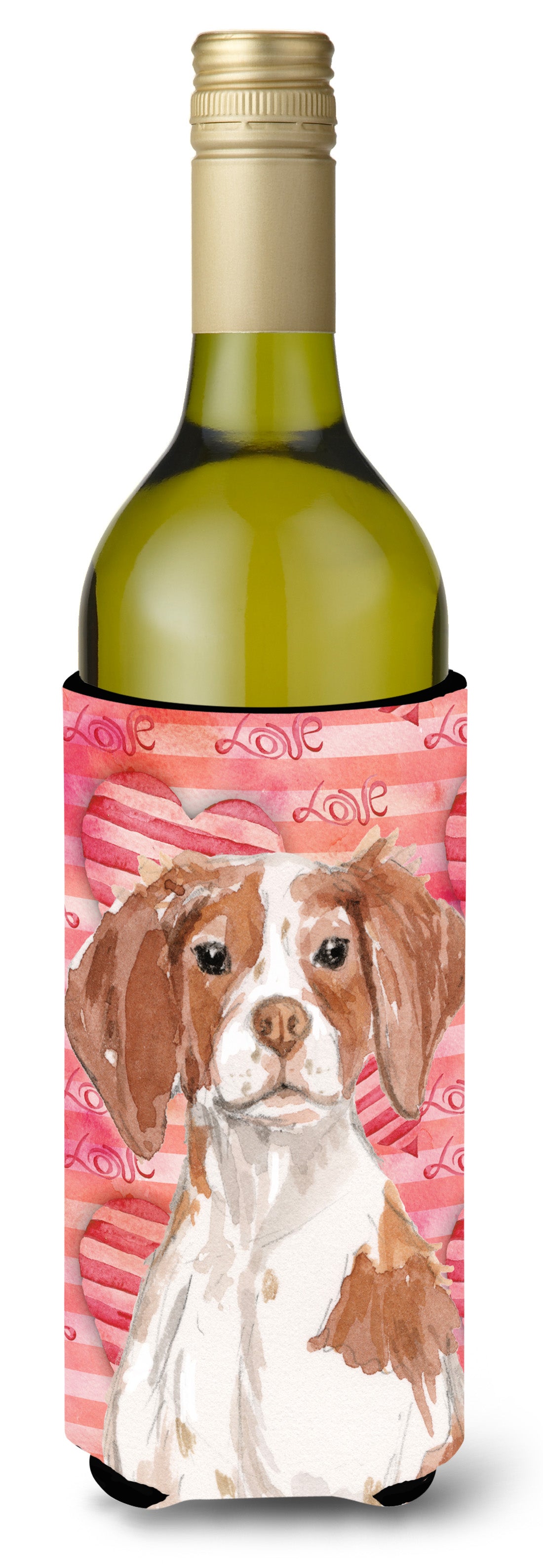 Brittany Spaniel Love Wine Bottle Beverge Insulator Hugger BB9469LITERK by Caroline&#39;s Treasures