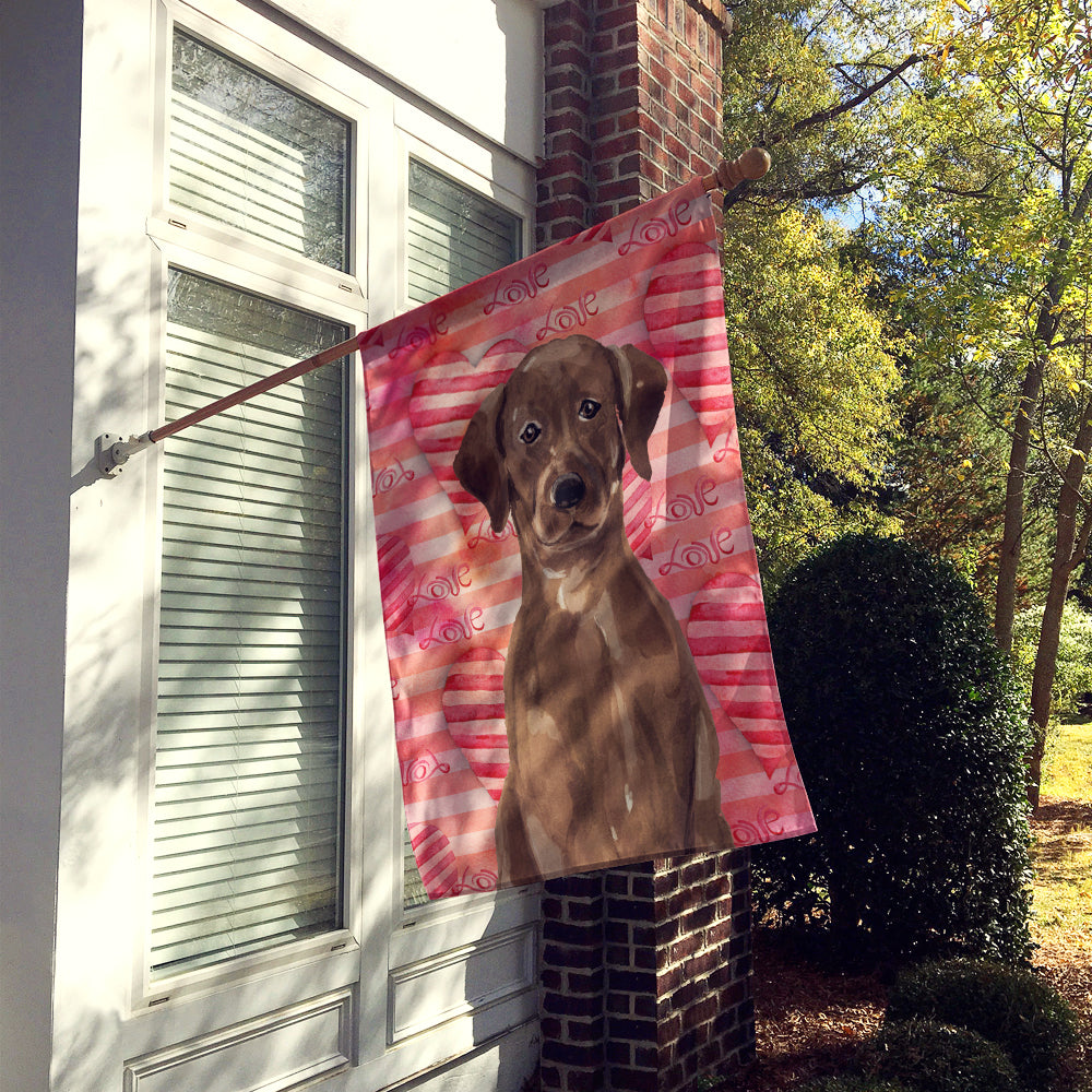 Chocolate Labrador Love Flag Canvas House Size BB9470CHF