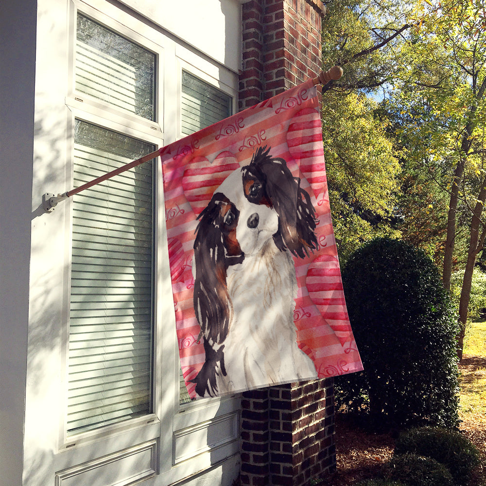 Tricolor Cavalier Spaniel Love Flag Canvas House Size BB9472CHF