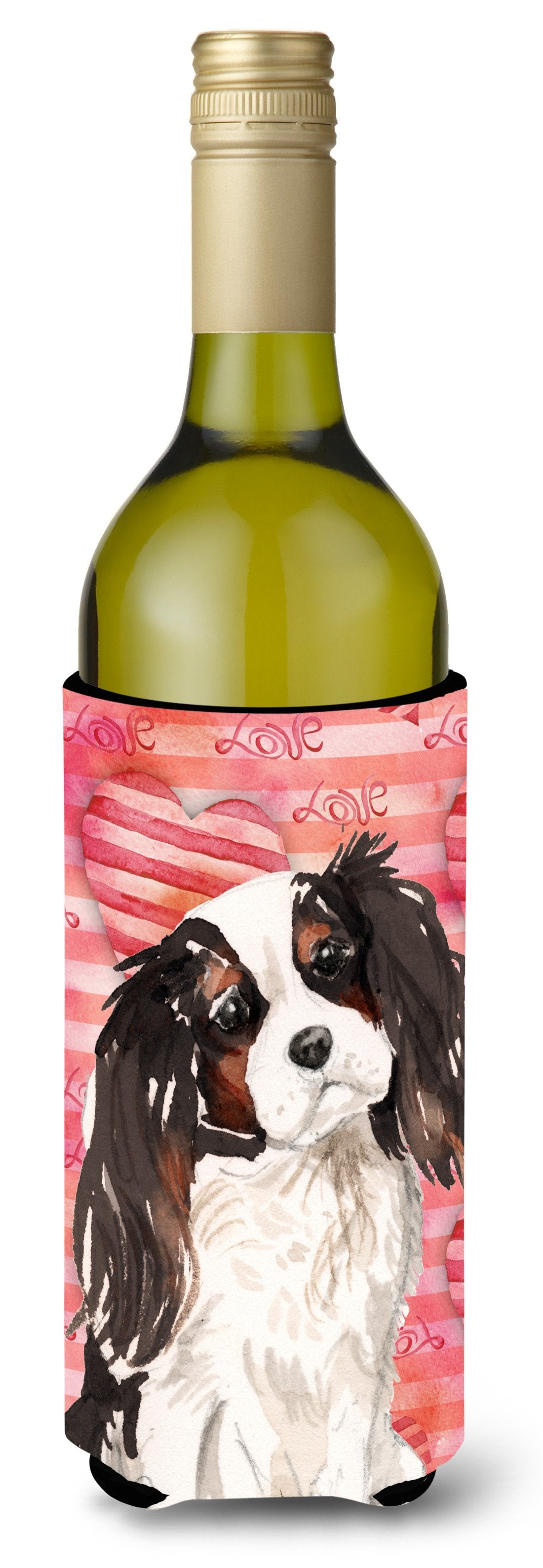 Tricolor Cavalier Spaniel Love Wine Bottle Beverge Insulator Hugger BB9472LITERK by Caroline&#39;s Treasures
