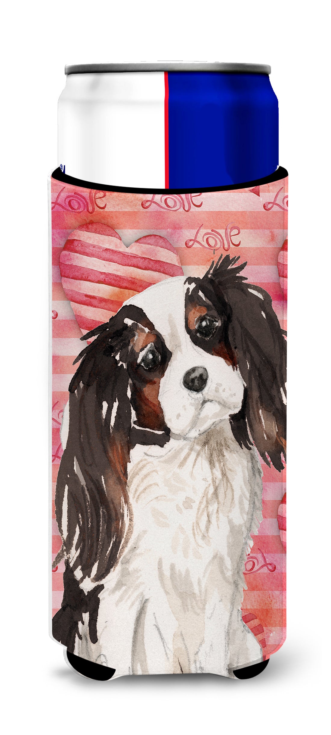 Tricolor Cavalier Spaniel Love  Ultra Hugger for slim cans BB9472MUK  the-store.com.