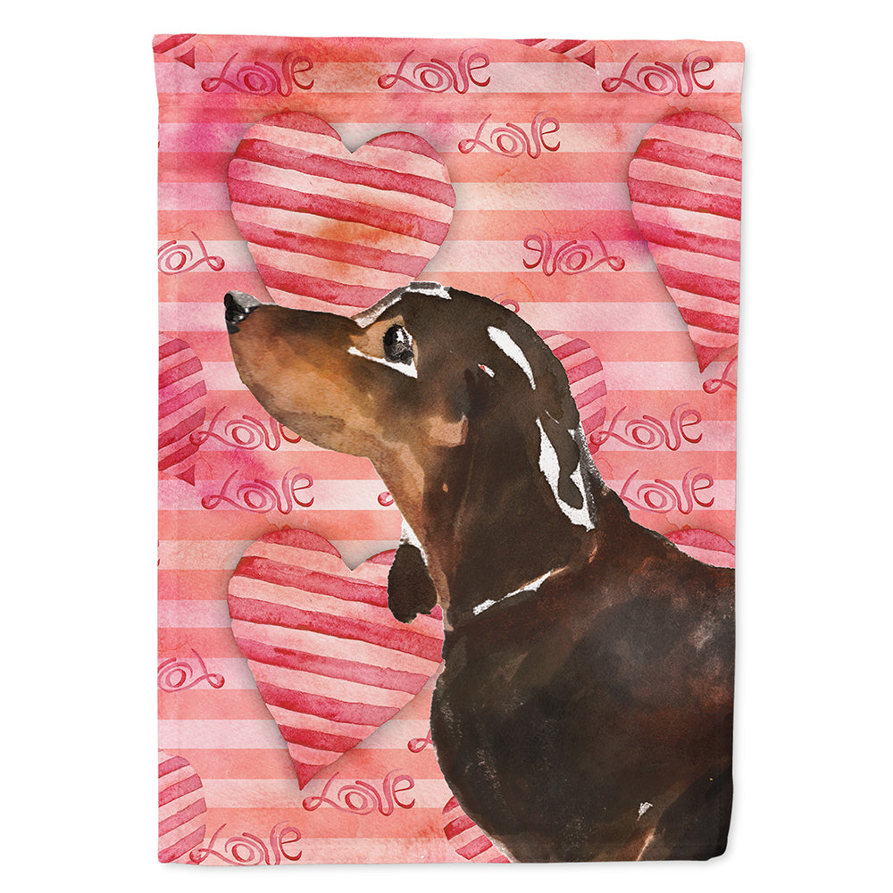 Black and Tan Dachshund Love Flag Canvas House Size BB9475CHF  the-store.com.