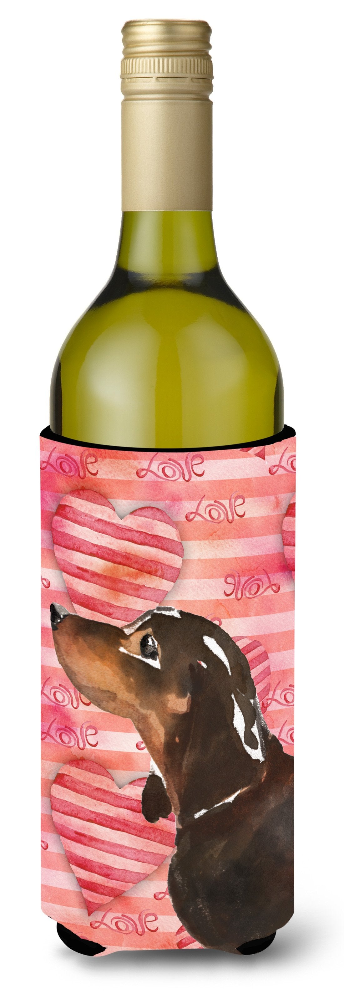 Black and Tan Dachshund Love Wine Bottle Beverge Insulator Hugger BB9475LITERK by Caroline&#39;s Treasures