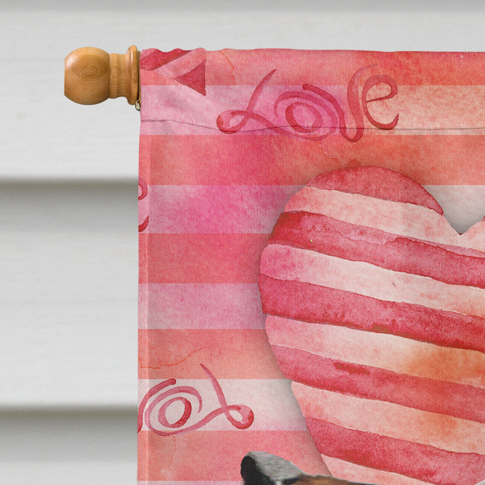 Red Tan Dachshund Love Flag Canvas House Size BB9476CHF  the-store.com.