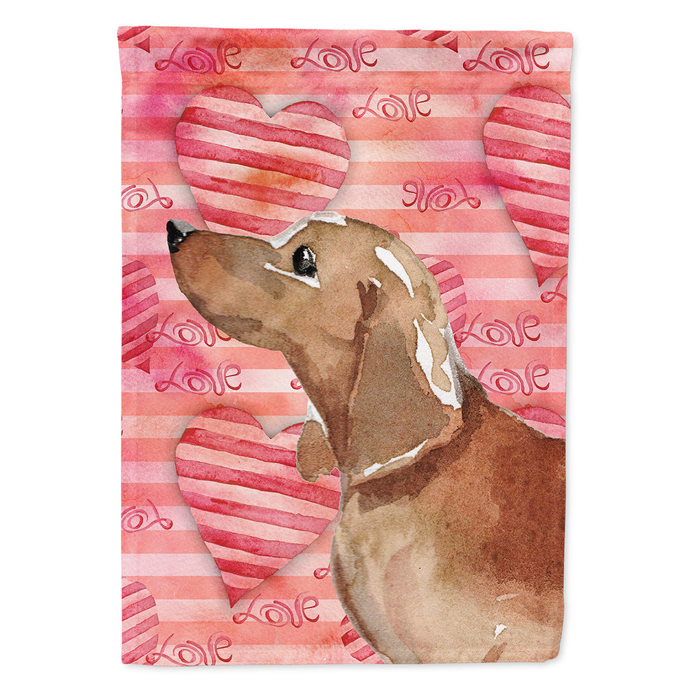 Red Tan Dachshund Love Flag Canvas House Size BB9476CHF  the-store.com.
