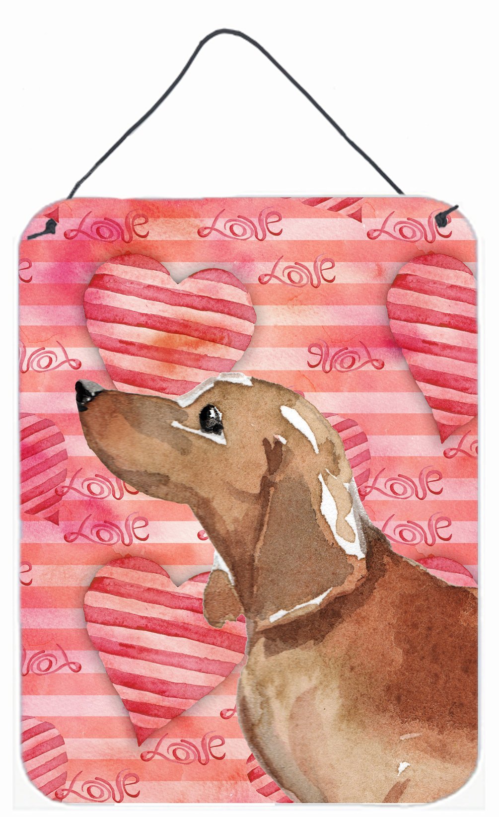 Red Tan Dachshund Love Wall or Door Hanging Prints BB9476DS1216 by Caroline's Treasures