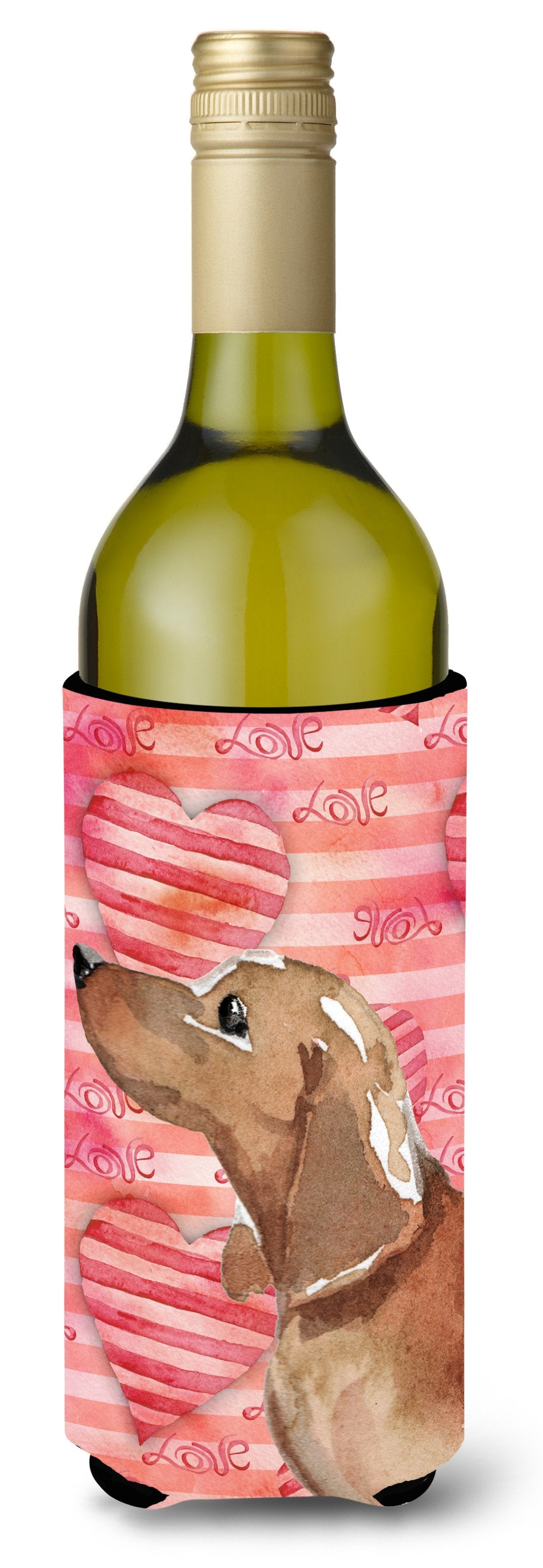 Red Tan Dachshund Love Wine Bottle Beverge Insulator Hugger BB9476LITERK by Caroline&#39;s Treasures