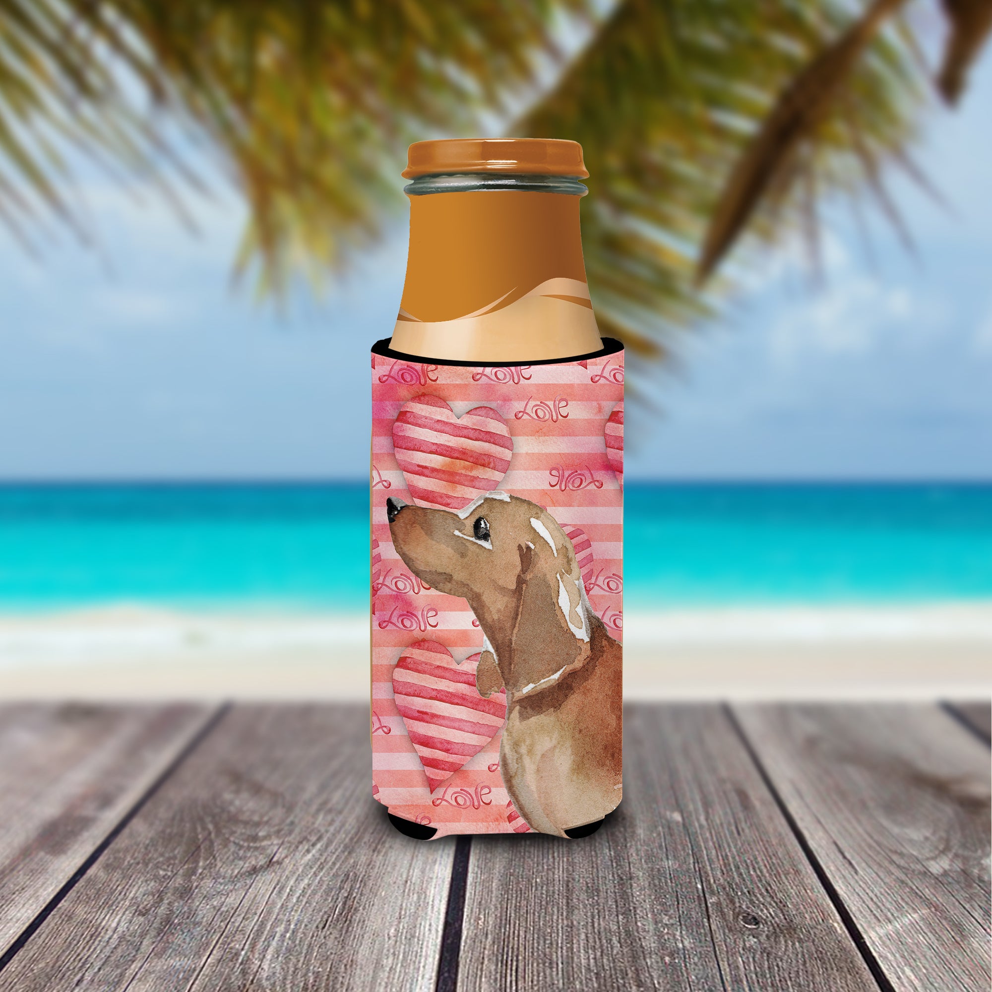 Red Tan Dachshund Love  Ultra Hugger for slim cans BB9476MUK  the-store.com.