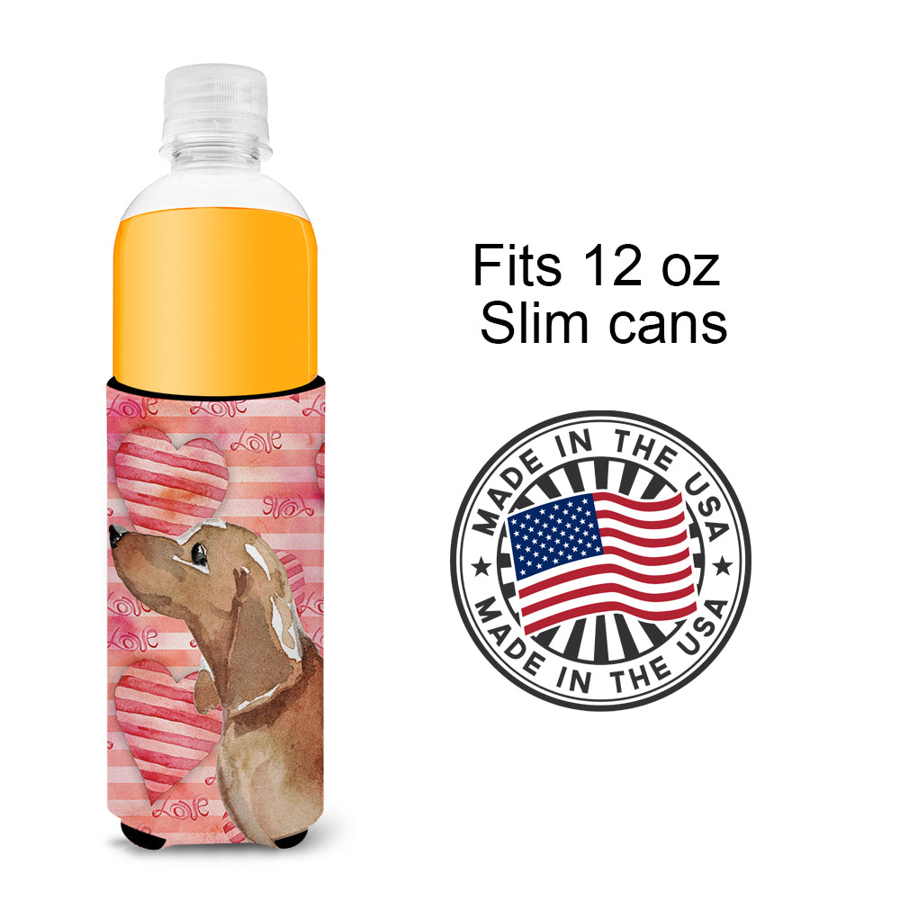 Red Tan Dachshund Love  Ultra Hugger for slim cans BB9476MUK  the-store.com.