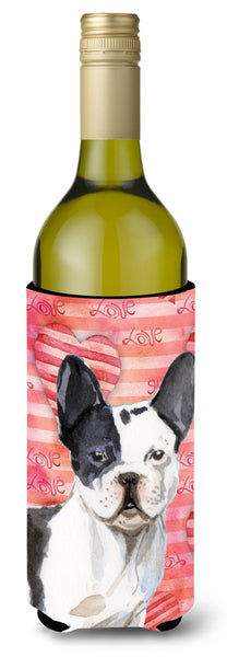Black White French Bulldog Love Wine Bottle Beverge Insulator Hugger BB9477LITERK by Caroline's Treasures