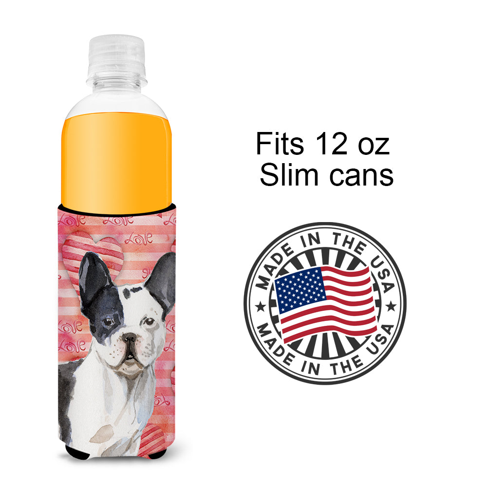 Black White French Bulldog Love  Ultra Hugger for slim cans BB9477MUK  the-store.com.