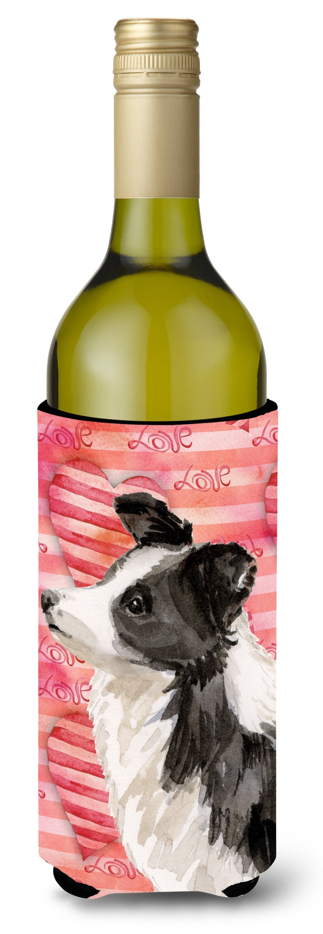 Border Collie Love Wine Bottle Beverge Insulator Hugger BB9478LITERK by Caroline&#39;s Treasures