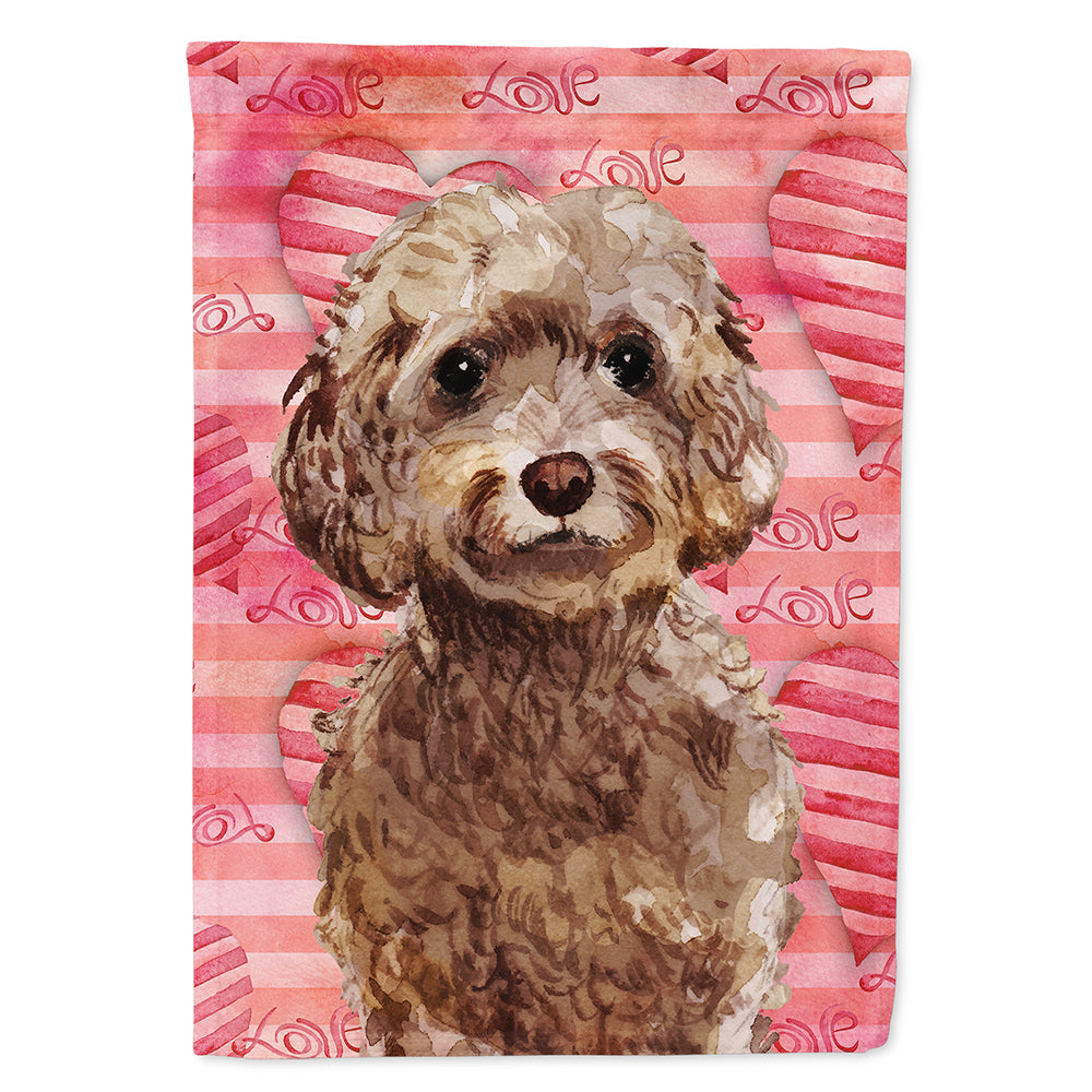 Brown Cockapoo Love Flag Canvas House Size BB9479CHF  the-store.com.