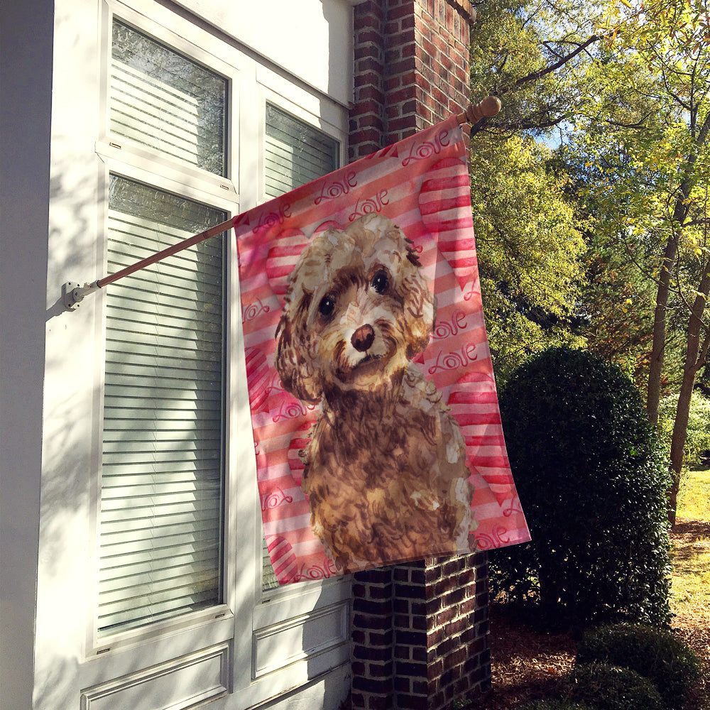 Brown Cockapoo Love Flag Canvas House Size BB9479CHF  the-store.com.