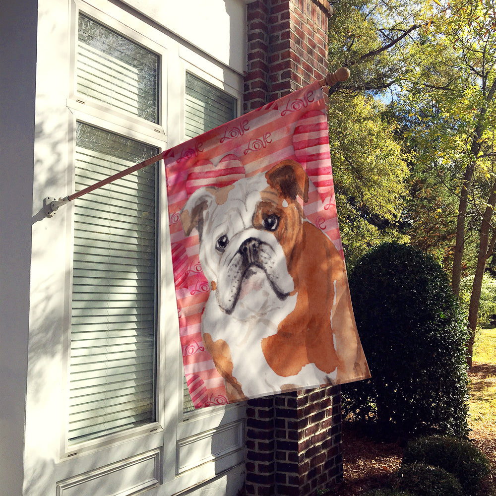 English Bulldog Love Flag Canvas House Size BB9486CHF