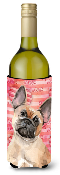 Fawn French Bulldog Love Wine Bottle Beverge Insulator Hugger BB9487LITERK by Caroline's Treasures