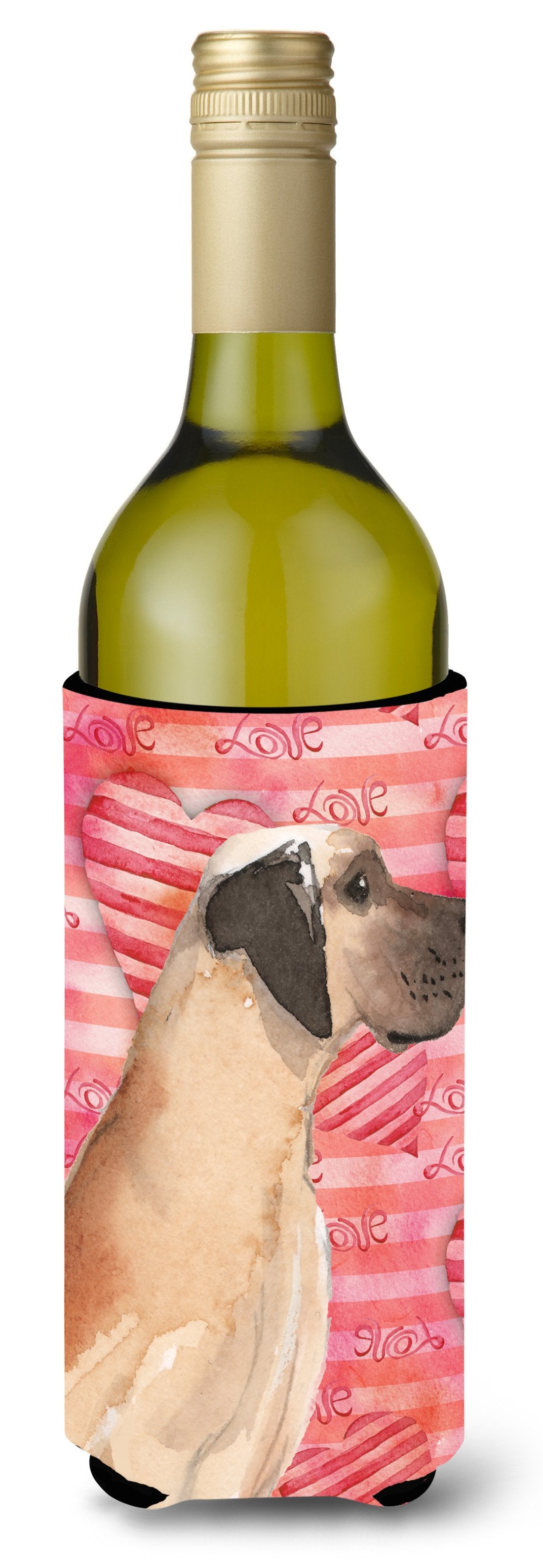 Fawn Natural Great Dane Love Wine Bottle Beverge Insulator Hugger BB9489LITERK by Caroline&#39;s Treasures