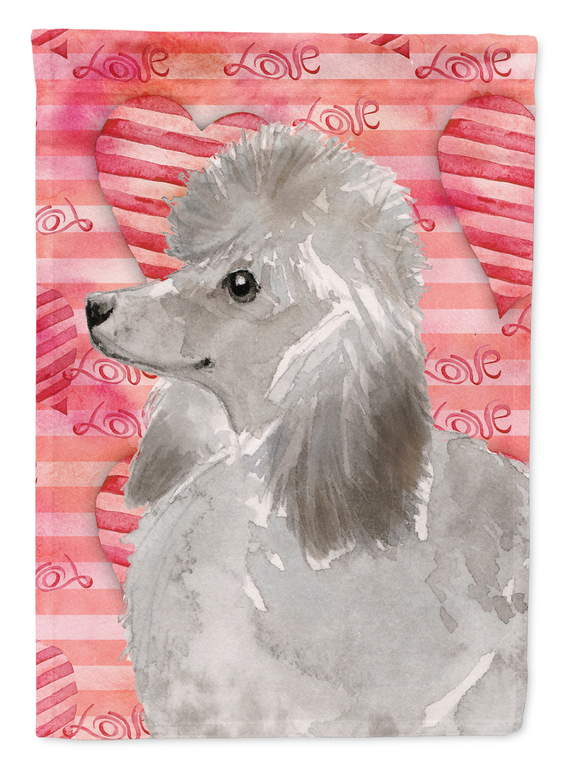 Grey Standard Poodle Love Flag Canvas House Size BB9490CHF