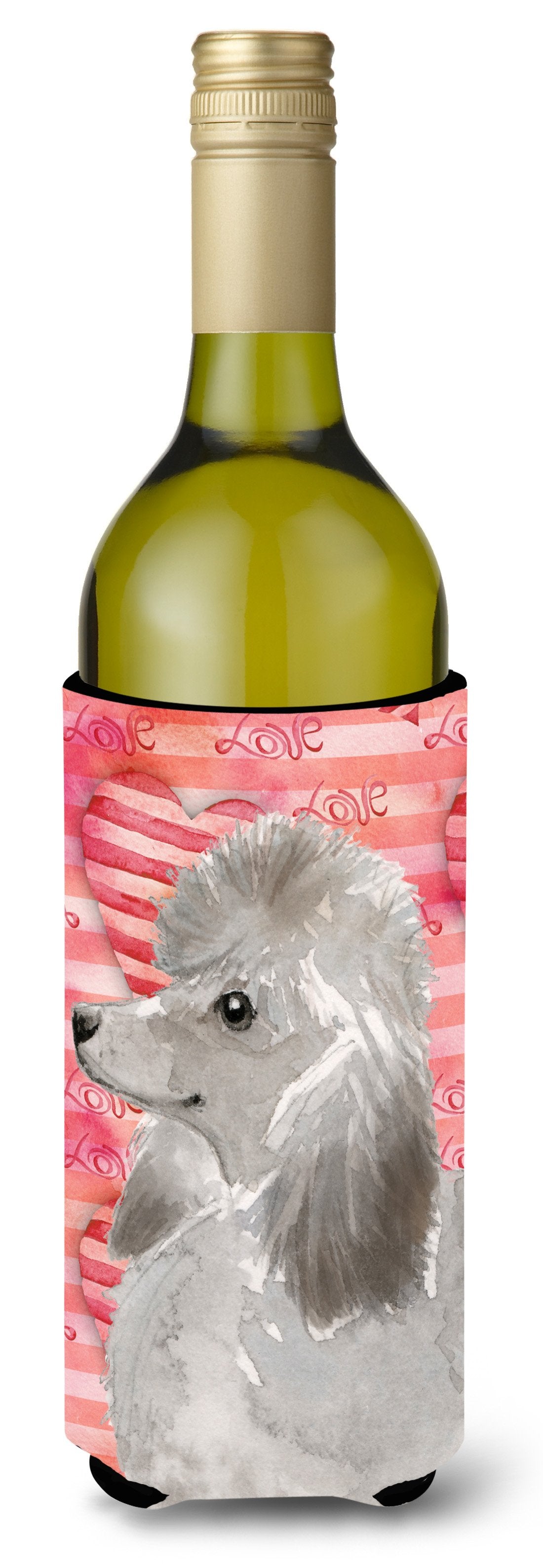 Grey Standard Poodle Love Wine Bottle Beverge Insulator Hugger BB9490LITERK by Caroline's Treasures
