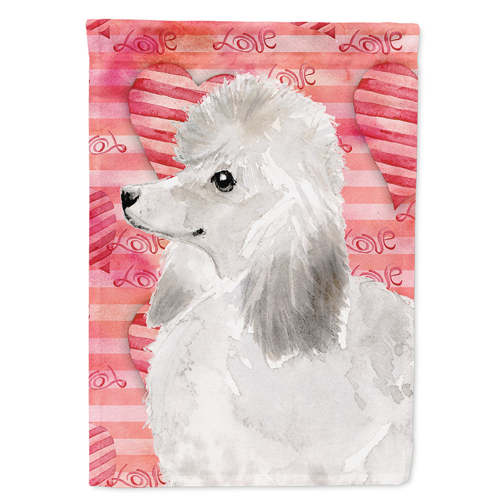 White Standard Poodle Love Flag Canvas House Size BB9491CHF
