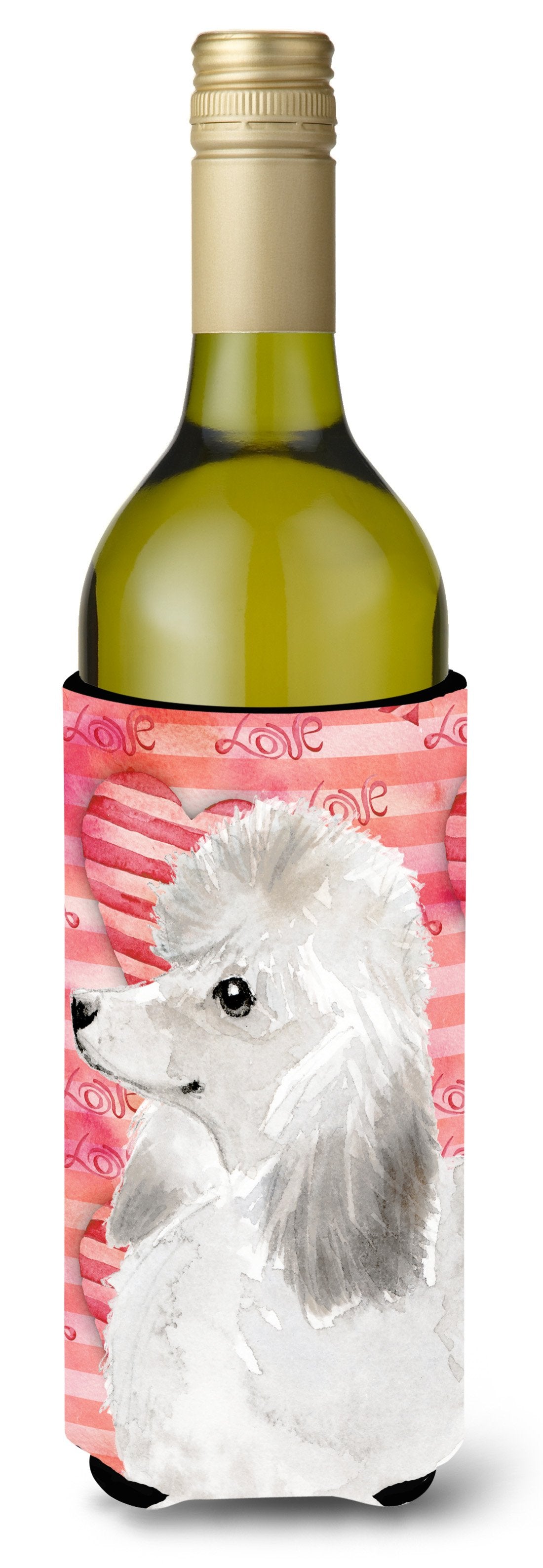 White Standard Poodle Love Wine Bottle Beverge Insulator Hugger BB9491LITERK by Caroline&#39;s Treasures