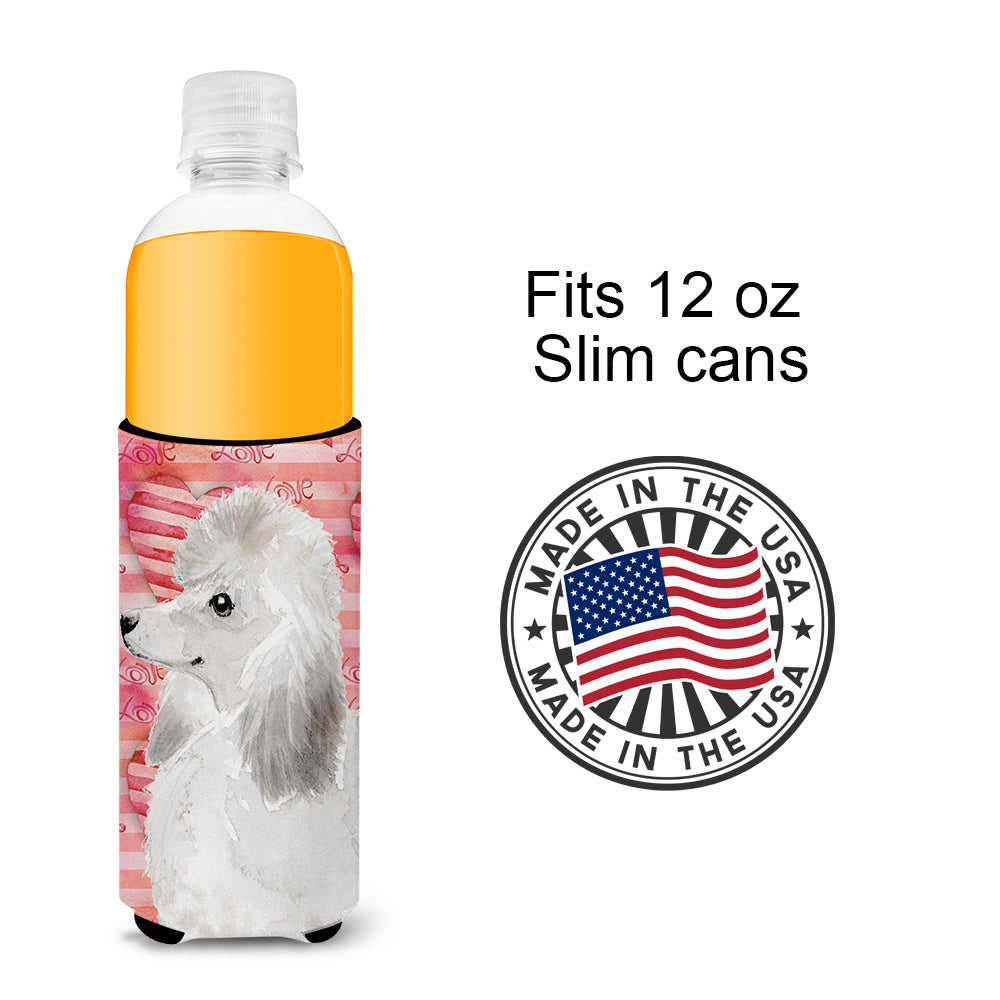 White Standard Poodle Love  Ultra Hugger for slim cans BB9491MUK