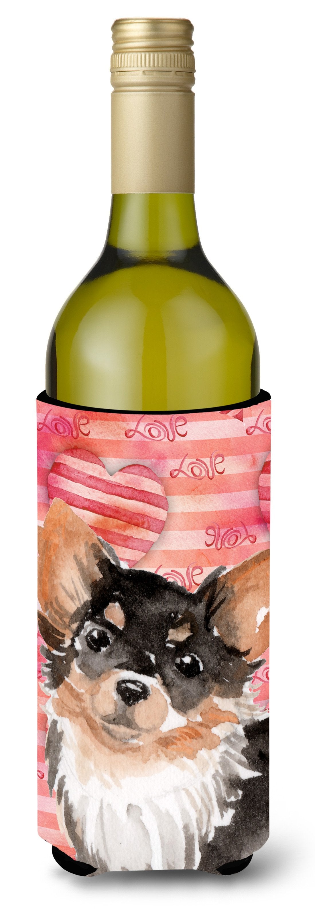 Long Haired Chihuahua Love Wine Bottle Beverge Insulator Hugger BB9494LITERK by Caroline&#39;s Treasures