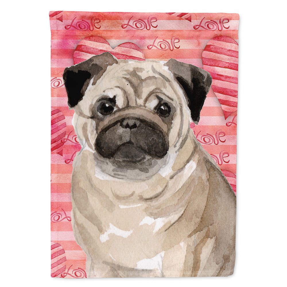 Fawn Pug Love Flag Canvas House Size BB9496CHF  the-store.com.