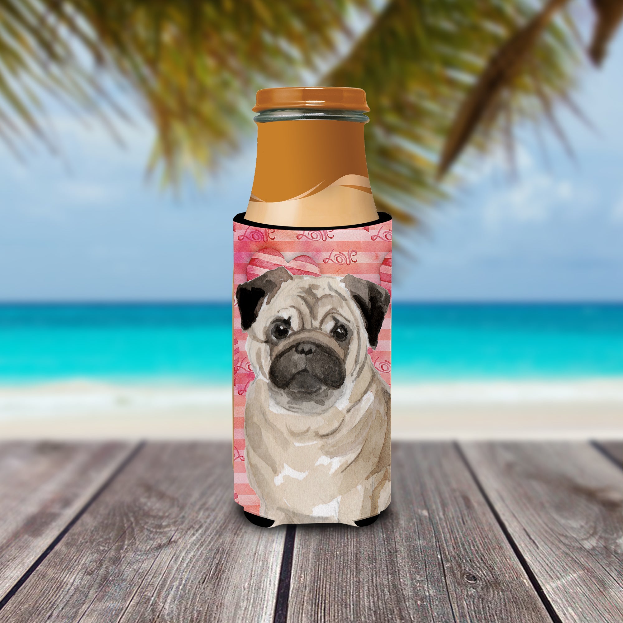 Fawn Pug Love  Ultra Hugger for slim cans BB9496MUK  the-store.com.