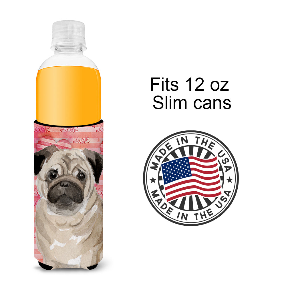 Fawn Pug Love  Ultra Hugger for slim cans BB9496MUK  the-store.com.