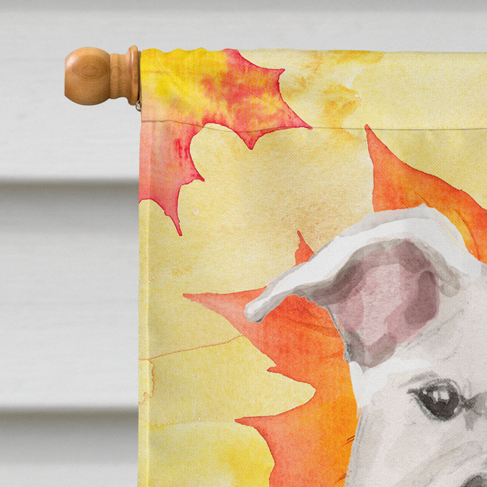 White Staffie Bull Terrier Fall Flag Canvas House Size BB9501CHF