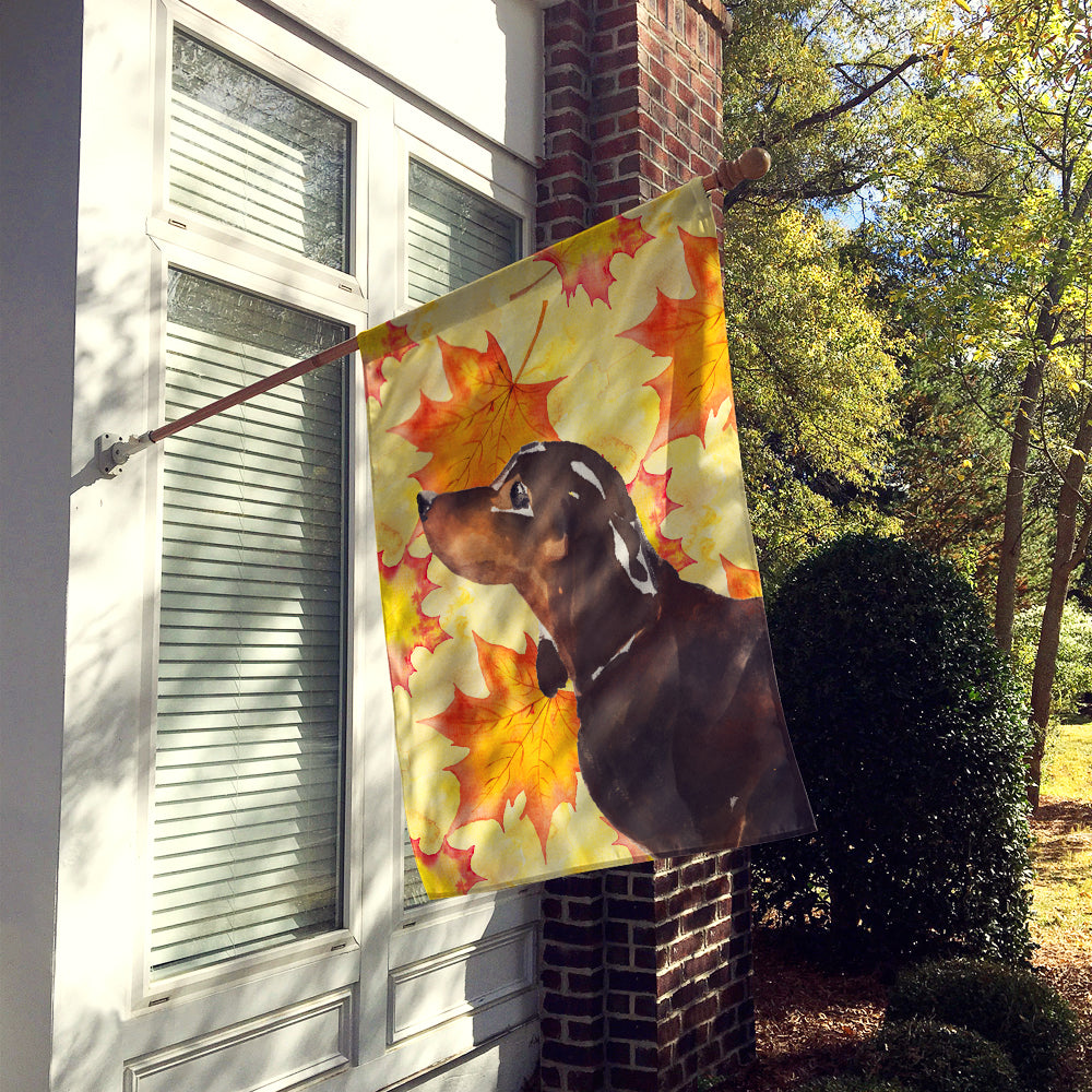 Black and Tan Dachshund Fall Flag Canvas House Size BB9510CHF  the-store.com.