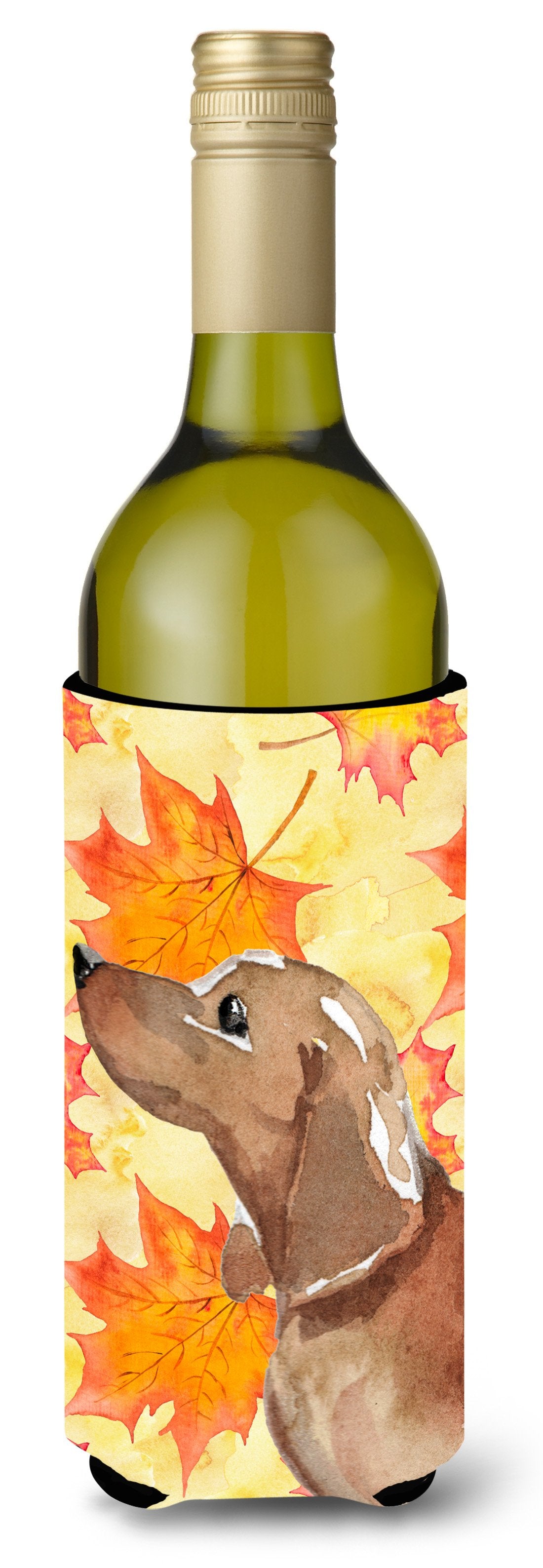 Red Tan Dachshund Fall Wine Bottle Beverge Insulator Hugger BB9511LITERK by Caroline&#39;s Treasures